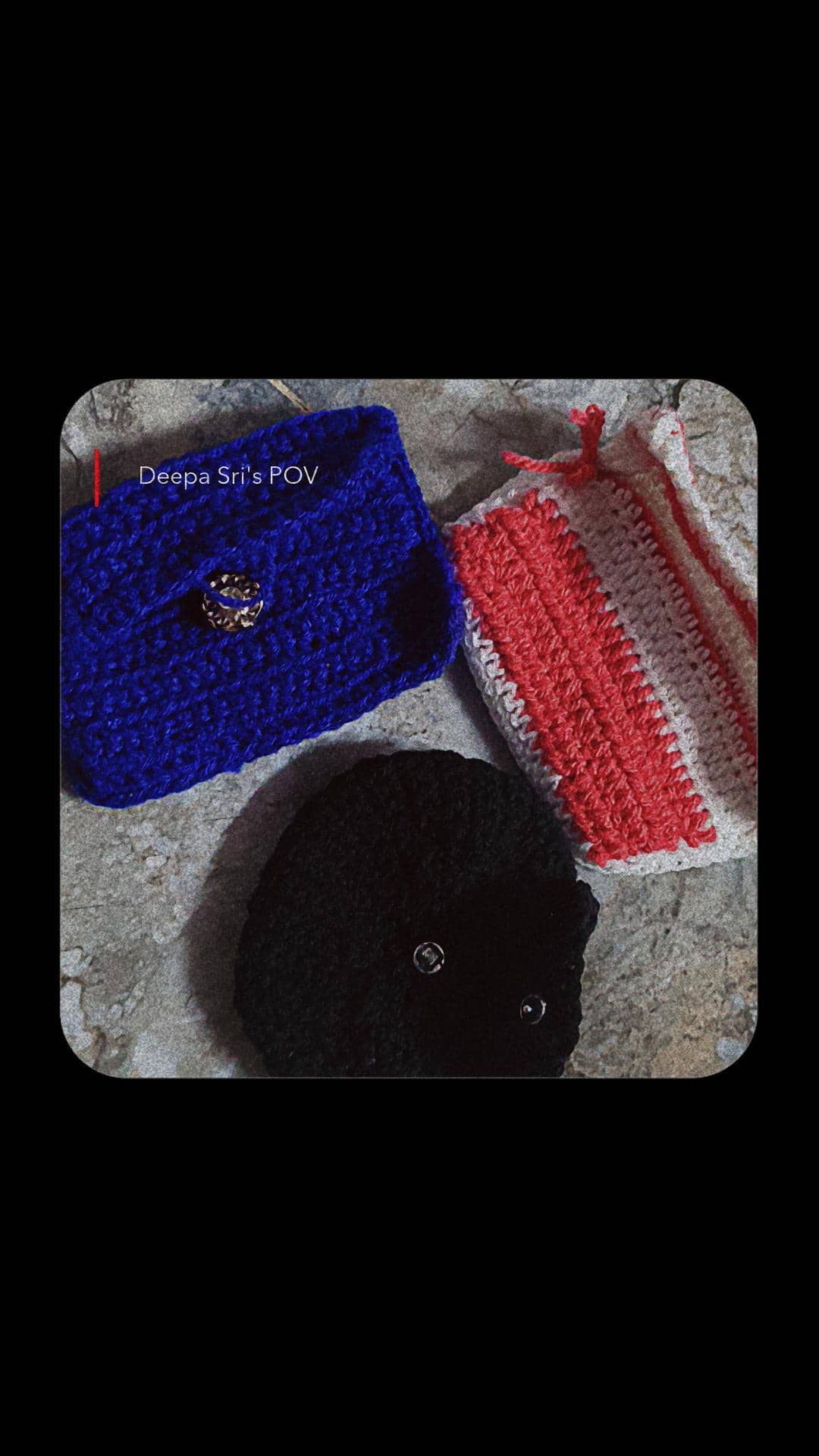 Artisan Striped Crochet Mini Pouch